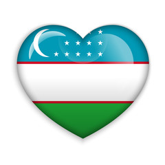 Love Uzbekistan. Flag Heart Glossy Button
