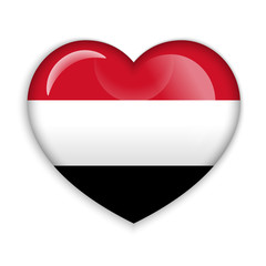 Love Yemen. Flag Heart Glossy Button