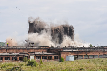 Blowing up the building for demolition