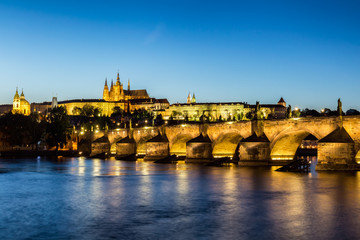 Fototapeta na wymiar Prague Castle and Charles Bridge in the night.