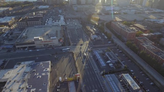 Aerial video of the entrance to the Holland Tunnel NJ
