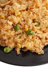 Chinese food. Hot rice with chicken and vegetables