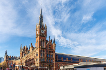 Saint pancras train station in winter, London, England

