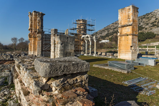 Basilica in the archeological area of ancient Philippi, Eastern Macedonia and Thrace, Greece