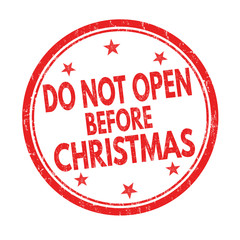 Do not open before Christmas sign or stamp