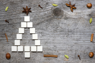 Christmas tree greeting card made of sugar