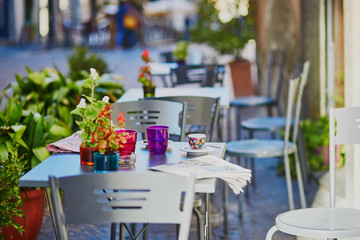 Cozy outdoor cafe in Rome, Italy