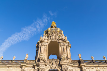 Crown Gate of famous Dresden Zwinger - Zwinger is a complex of baroque buildings with a garden, located in the old city of Dresden in Saxony.