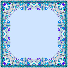 blue floral vintage frame, ukrainian ethnic style