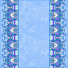 blue ornamental background with flower ribbon, stripe pattern