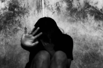 Abstract blurred of man is afraid of fear