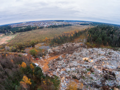 Aerial view of the solid waste landfill near the village.