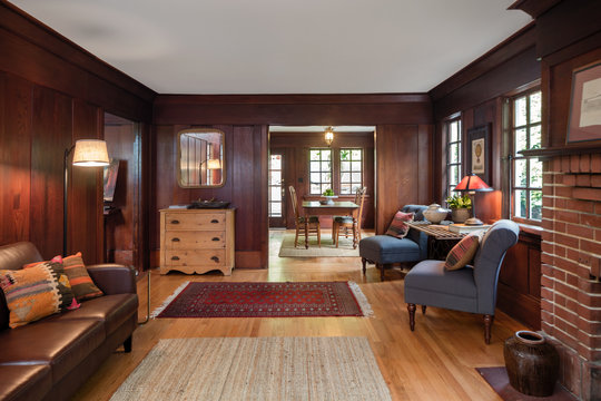 Wooden Retro Living Room Interior Design Furniture.