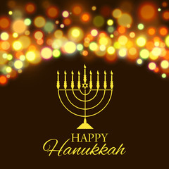 Fototapeta na wymiar Hanukkah background with menorah and lights. Vector illustration