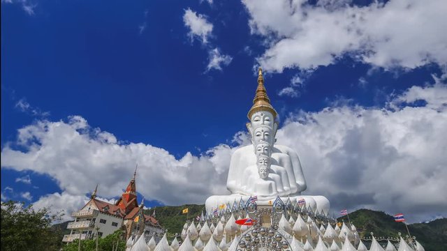 4k Time-lapse of Five Buddhas at Wat Phra Thad Pha Son Kaew Temple, Phetchabun, Thailand