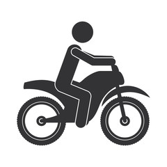monochrome silhouette of man in motorcycle vector illustration
