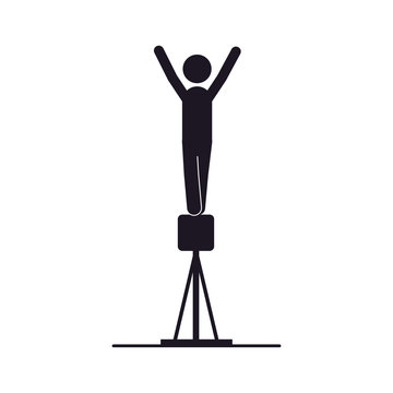 Monochrome Silhouette Of Gymnastics In Pommel Horse Vector Illustration