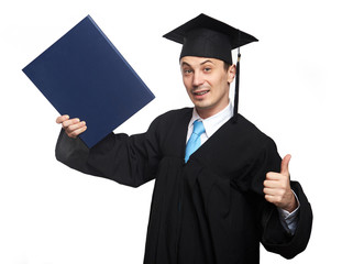 Happy student man with diploma