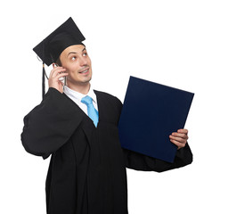 Graduating student talk on phone