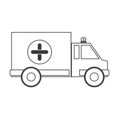 contour silhouette ambulance with cross vector illustration