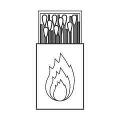 contour silhouette of matchbox with logo flame vector illustration