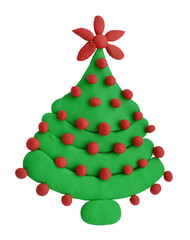 Clay Christmas spruce or pine isolated on white