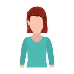 half body silhouette woman with redhair vector illustration