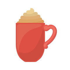 Red cup of cappuccino with cream vector illustration