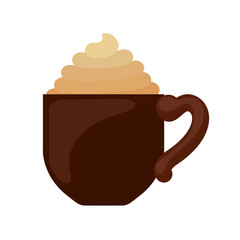 classical cup of cappuccino with cream vector illustration