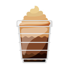 glass disposable of cappuccino with cream vector illustration
