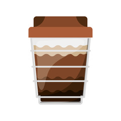 glass disposable for cappucino with lid vector illustration