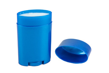 Blue deodorant container isolated on white background