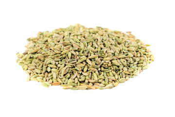 Whole fennel seed isolated on white background