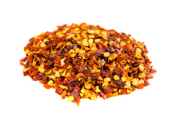 Crushed red pepper isolated on white background