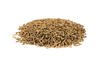 Whole caraway seed isolated on white background