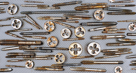Old rusty locksmith tools - screw taps