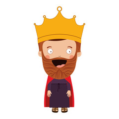 colorful king with crown and beard vector illustration