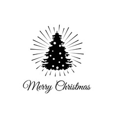 Christmas tree. Xmas Greeteing Card. Vector Illustration Isolated On white