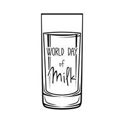 Milk Glass. World Day Of Milk. Template for cafe, shop, poster or your design.