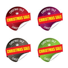 Christmas sale sticker, button, label and sign set .
