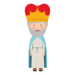 colorful king with crown and gray beard vector illustration