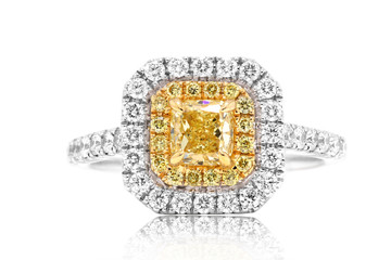 anillo argolla en oro plata y platino con diamante amarillo y diamantes blancos, con citrino y...