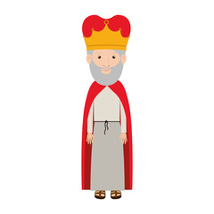 colorful king with crown and gray beard vector illustration