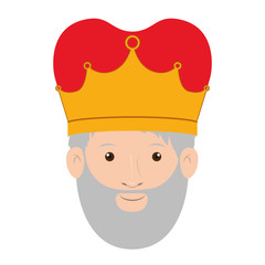 colorful king head with crown and gray beard vector illustration