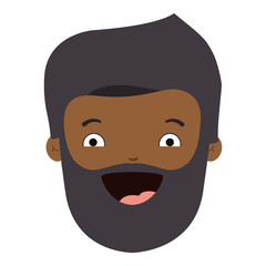 colorful man head with dark skin beard and smiling face vector illustration