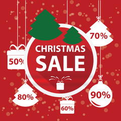 Christmas sale sticker, button, label and sign.