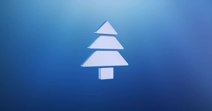 Animated Pine Tree Blue 3d Icon Loop Modules for edit with alpha matte 
