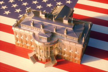 White House On USA Flag