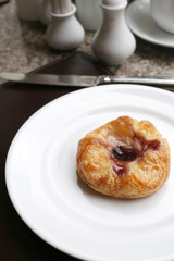 Obraz na płótnie Canvas dessert baked or fruit bread on white dish.