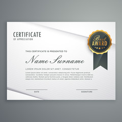 modern minimal style certificate of appreciation template with b
